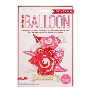 Giant Foil Flower Bouquet Shaped Balloon Centerpiece 33” Red Pink Valentines Day